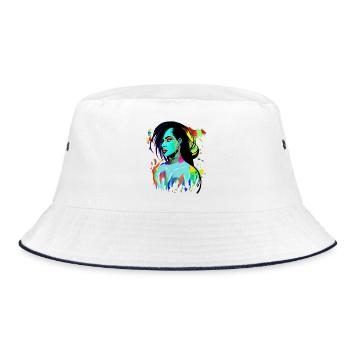 Neon Portrait Color Explosion - Bucket Hat - white/navy - Front