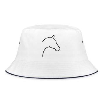 Horse Head Icon Outline - Bucket Hat - white/navy - Front