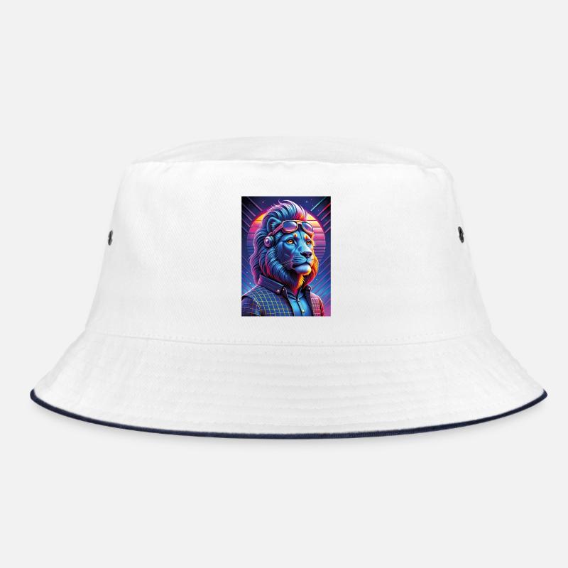 Neon Cyber Löwe mit Sonnenbrille Bucket Hat