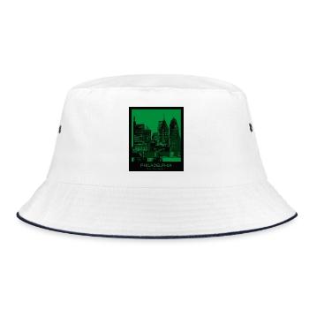 Philadelphia Skyline Grün Edition - Bucket Hat - Weiß/Navy - Vorne