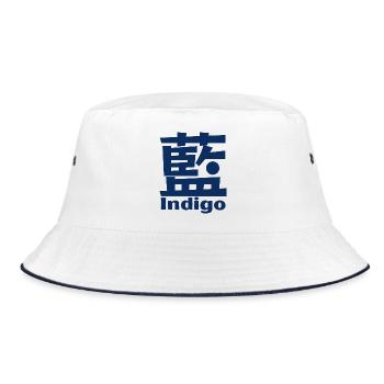 Indigo - Japanisch - Blau - Kanji - Japan - Bucket Hat - Weiß/Navy - Vorne