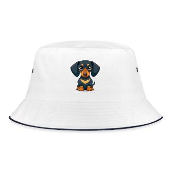 Chemise mignonne Cartoon Dachshund Puppy - Bob - blanc/marine - Devant