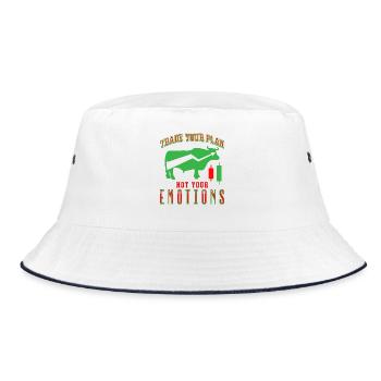 Handeln Sie Ihren Plan, nicht Ihre Emotionen Börse - Bucket Hat - Weiß/Navy - Vorne