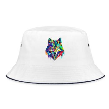 Der mit dem Wolf tanzt - Bucket Hat - Weiß/Navy - Vorne