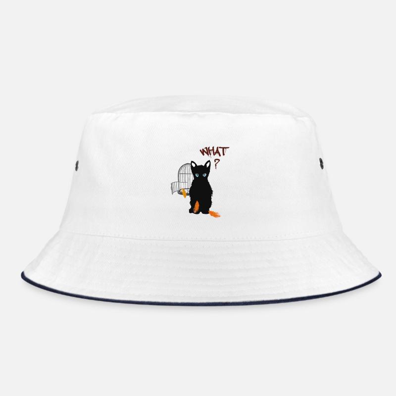 Kleines schwarzes süßes Kätzchen und Vogel Bucket Hat