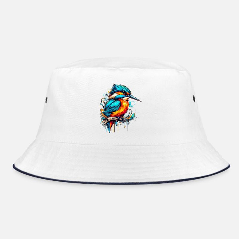 Eisvogel - Bucket Hat - Weiß/Navy