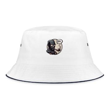 Black Rubber Mask Tobacco Pipes Lover - Bucket Hat - white/navy - Front