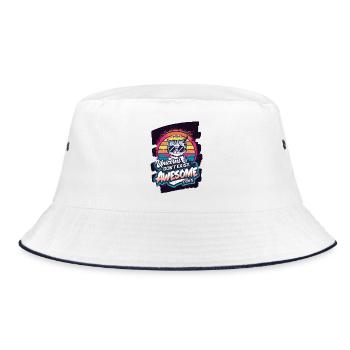 Hip Unicorn Cartoon Illustration - Bucket Hat - Weiß/Navy - Vorne