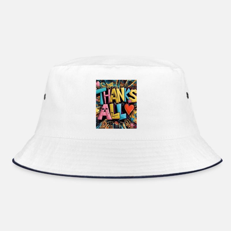 Graffiti-Stil Dankeschön-Herz-Design - Bucket Hat - Weiß/Navy