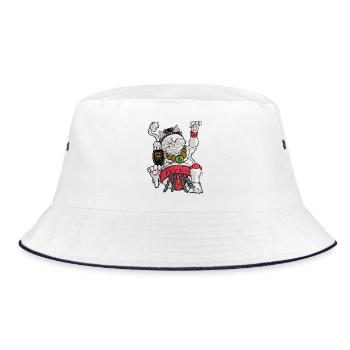 Maneki-neko Sumo - Bucket Hat - white/navy - Front