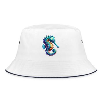 Seepferdchen - Bucket Hat - Weiß/Navy - Vorne