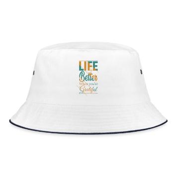 Das Leben ist besser, wenn du dankbar bist - Bucket Hat - Weiß/Navy - Vorne