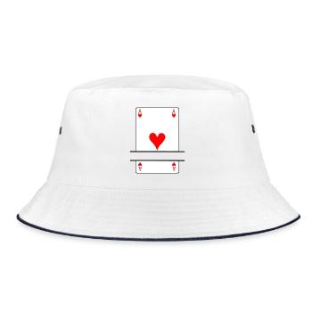 Spielkarte Herz Ass mit Banner Platz - Bucket Hat - Weiß/Navy - Vorne