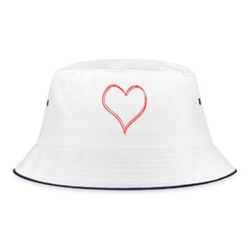 Heart Contour - Bucket Hat - white/navy - Front