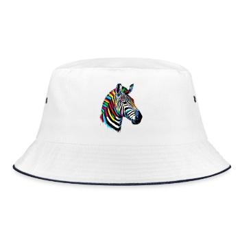Zebra - Bucket Hat - Weiß/Navy - Vorne
