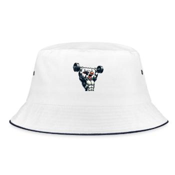 Cow Ox Bull Dumbbell Workout - Bucket Hat - white/navy - Front