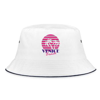 Venice Beach with palm trees - Bucket Hat - white/navy - Front