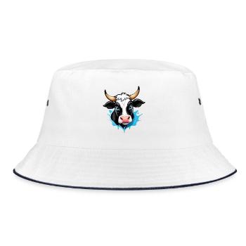 Cow in comic style - Bucket Hat - white/navy - Front