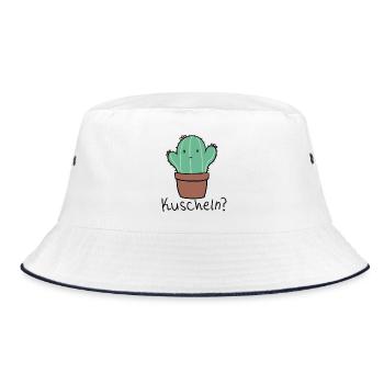 Süßer Kaktus/ Sukkulente will kuscheln - Bucket Hat - Weiß/Navy - Vorne