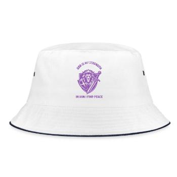 Lion Hero Fighting Spirit Crest Shield Design - Bucket Hat - white/navy - Front
