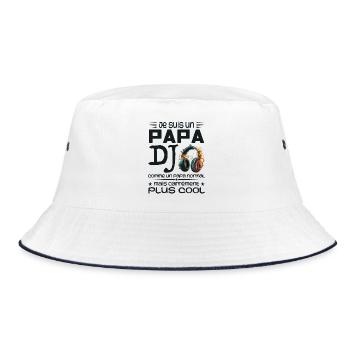 DJ Dad - Papa DJ Geschenk - Bucket Hat - Weiß/Navy - Vorne