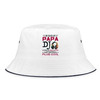 DJ Dad - Papa DJ Geschenk - Bucket Hat - Weiß/Navy - Vorne
