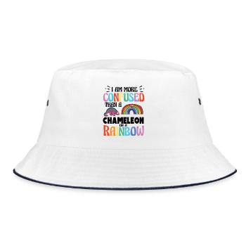 Ich Bin Verwirrter Als Ein Chamäleon - Bucket Hat - Weiß/Navy - Vorne