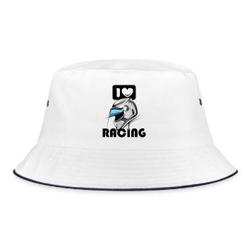 I Love Racing Helmet Car Motorcycle Racing Logo - Bucket Hat - white/navy - Front