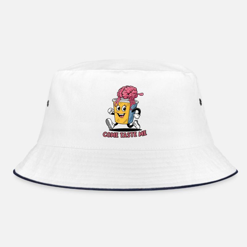 Funny juice cup with brain - Bucket Hat - white/navy