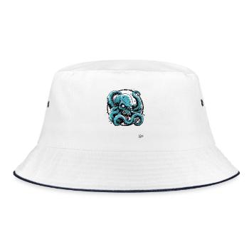 Strong and Powerful: Skull Octopus Octopus - Bucket Hat - white/navy - Front
