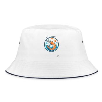 Ocean waves and bubbles: shrimp with style - Bucket Hat - white/navy - Front