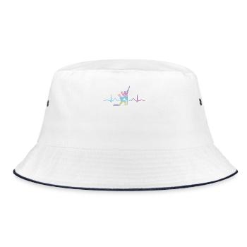 Ballet Dancer Heartbeat Ekg Ballerina - Bucket Hat - white/navy - Front
