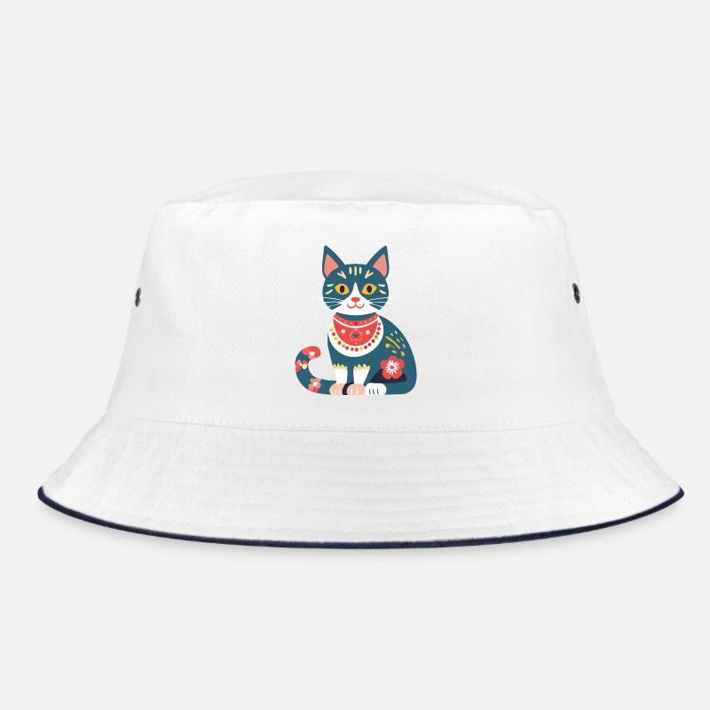 süße Folklore-Katze Bucket Hat