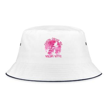 Krebshexe Rosa Brustkrebs - Bucket Hat - Weiß/Navy - Vorne