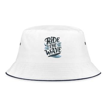 Ride the Wave Surfing Surfboard Summer Holiday - Bucket Hat - white/navy - Front