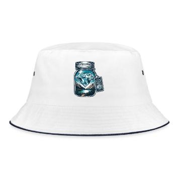 Nature mountain landscape with diamond in mason jar - Bucket Hat - white/navy - Front