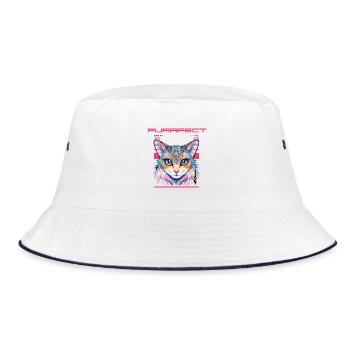 Anime Purrfect Neko Love Design - Bucket Hat - white/navy - Front