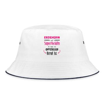 Erzieherin Superheldin - Bucket Hat - Weiß/Navy - Vorne
