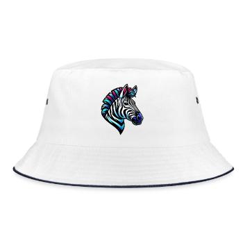 Zebra - Bucket Hat - Weiß/Navy - Vorne