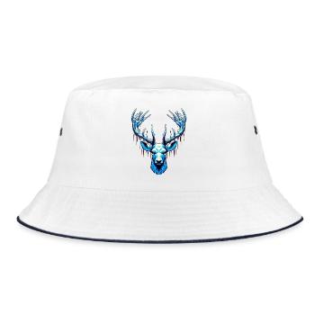 Eishirsch - Bucket Hat - Weiß/Navy - Vorne
