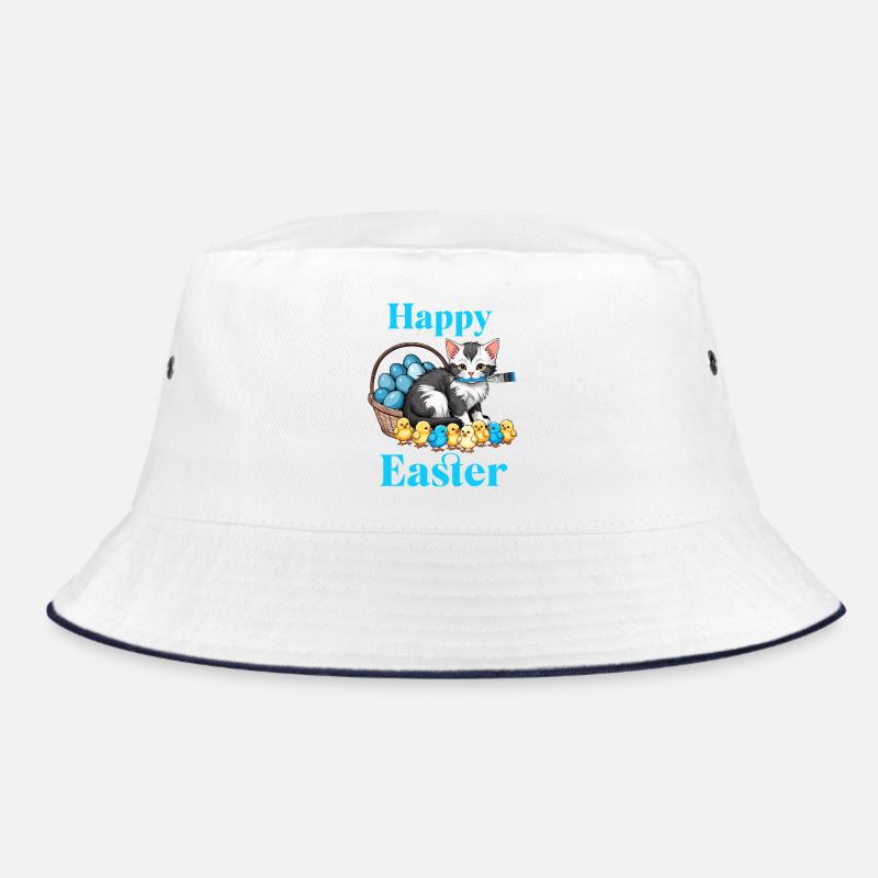 Happy Easter Niedlich Katze Küken Eier Osterzeit Bucket Hat