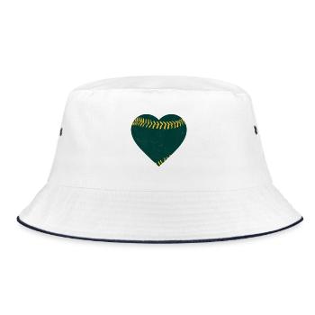 Vintage Baseball Heart - Bucket Hat - white/navy - Front