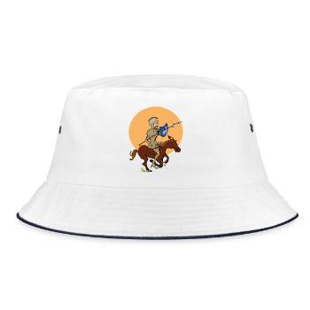 Ritter auf Pferd - Bucket Hat - Weiß/Navy - Vorne