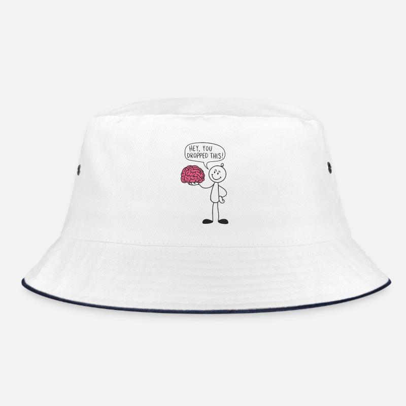 Stick Figure With Brain Funny Saying Bucket Hat