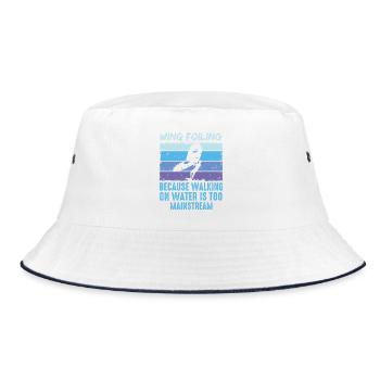 Wing Foil Wingsurfing Retro Foil Wing - Bucket Hat - white/navy - Front
