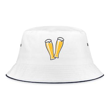 2 Weißbiergläser Stoßen An (Bier Weizenbier / 2C) - Bucket Hat - Weiß/Navy - Vorne