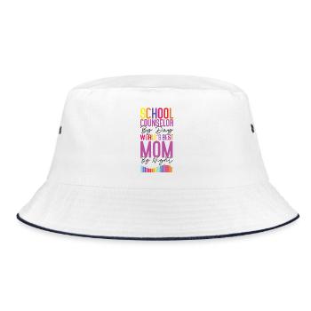 School Counselor Mom School - Bucket Hat - Weiß/Navy - Vorne