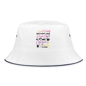 School Counselor Coffee I Like To - Bucket Hat - Weiß/Navy - Vorne