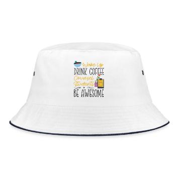 School Counselor Coffee Wake Up - Bucket Hat - Weiß/Navy - Vorne