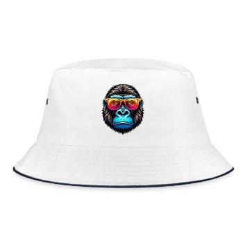 Gorillas mit Sonnenbrille - Bucket Hat - Weiß/Navy - Vorne